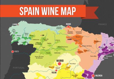 Ispanijos vyno regionų žemėlapis