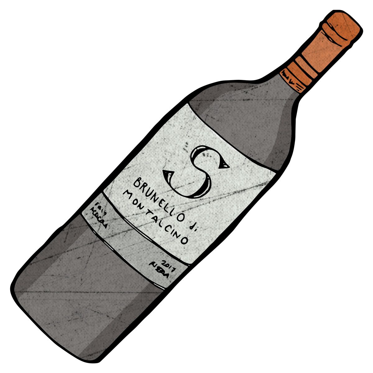 brunello-di-montalcino-vyno iliustracija