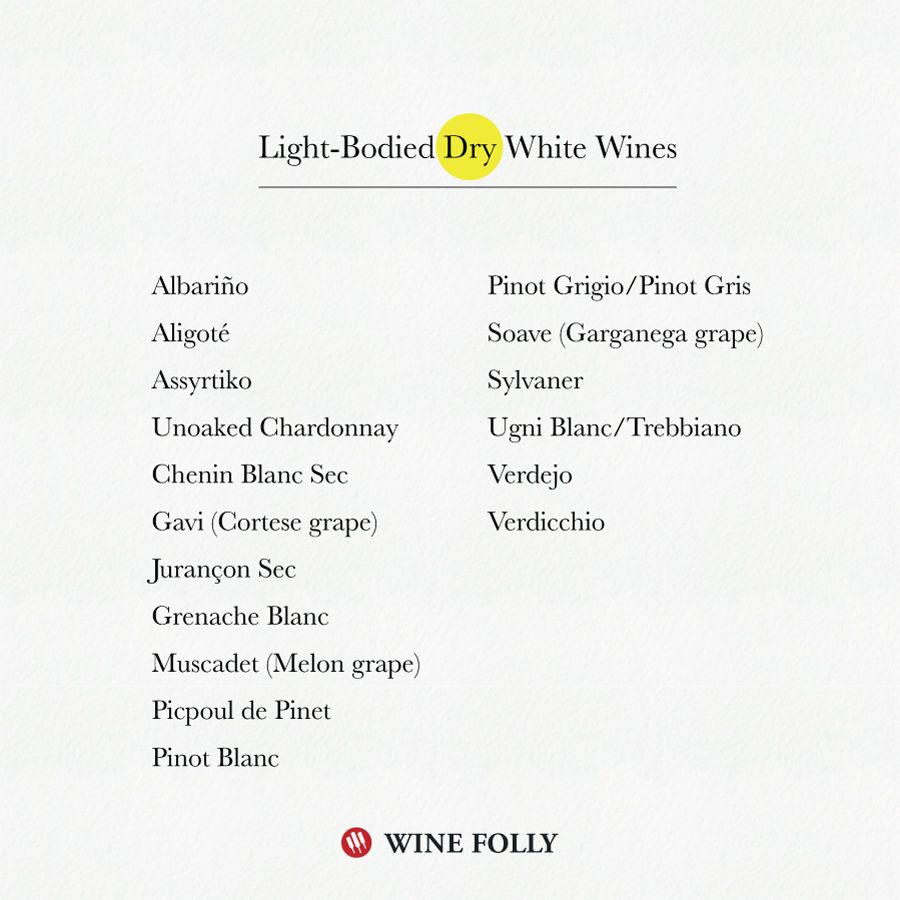 ไวน์ขาวแห้งแบบไลท์บอดี้