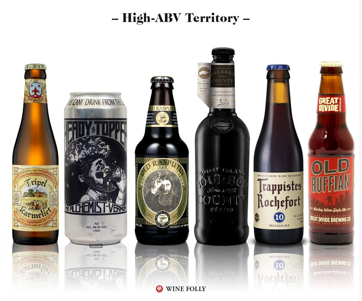 高ABVアルコールビールとワインの代替品：トリペルカルメリエット、錬金術師ヘディトッパー、ノースコ​​ーストオールドラスプーチンロシアインペリアルスタウト、グースアイランドバーボン、トラピステスロシュフォール10、グレートディバイドオールドルフィアン
