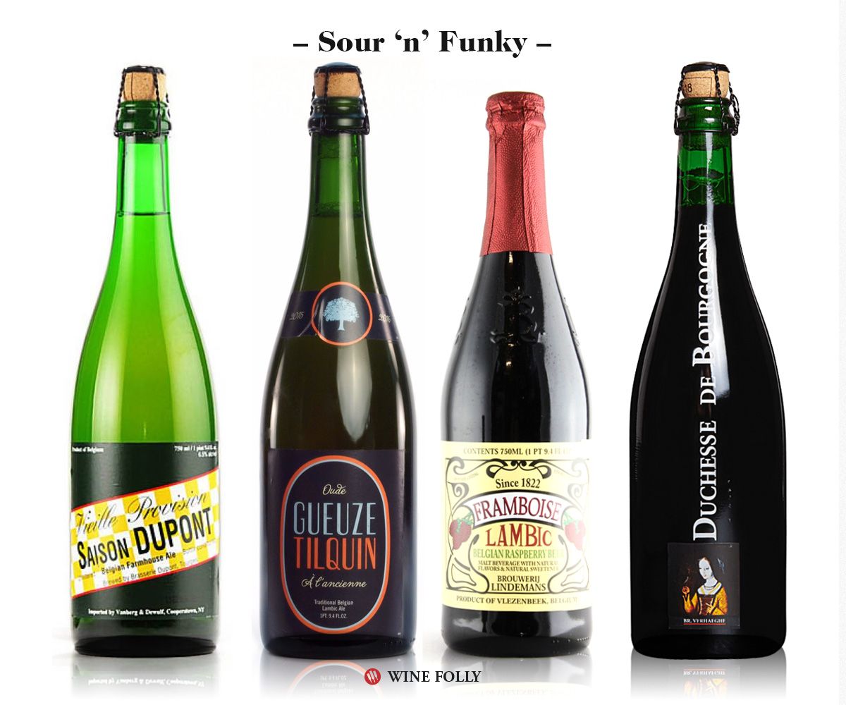 „Sour Funky Beers“, „Saison-dupont-Gueuze Tilquin“, „Lindemans Framboise Lambic“, „Duchesse de Bourgogne“