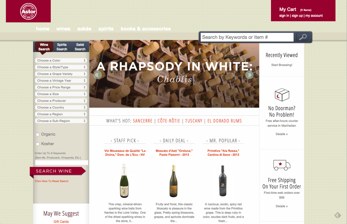 astorwines.com NYC perka vyną internetu