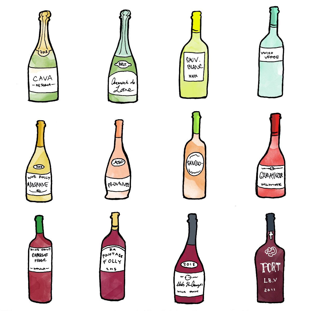 Kako zgraditi popolno mešano škatlo vina. ilustracija steklenice Wine Folly