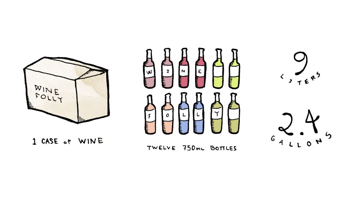 יש 12 בקבוקים במקרה של יין, זה