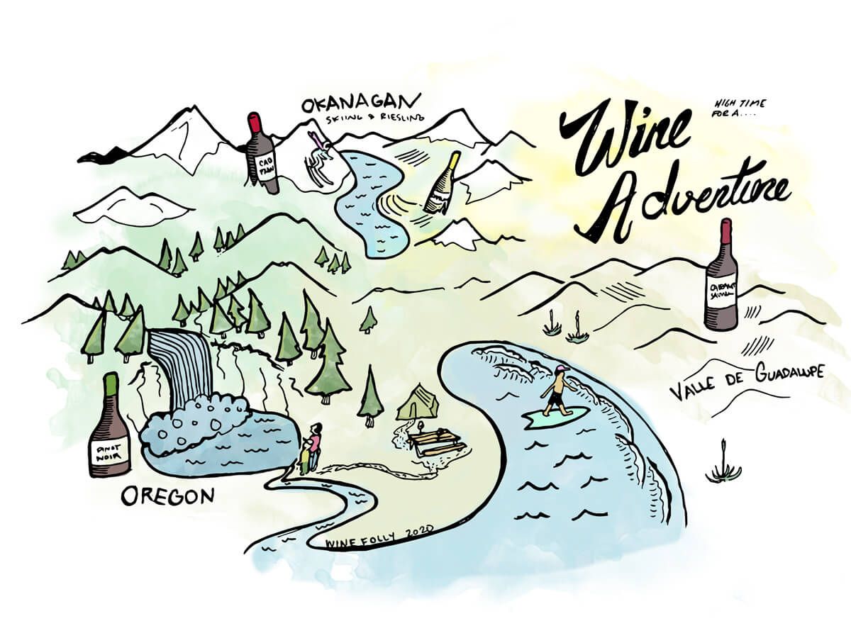 Wine Adventure Illustration - Great Outdoors Wine Folly