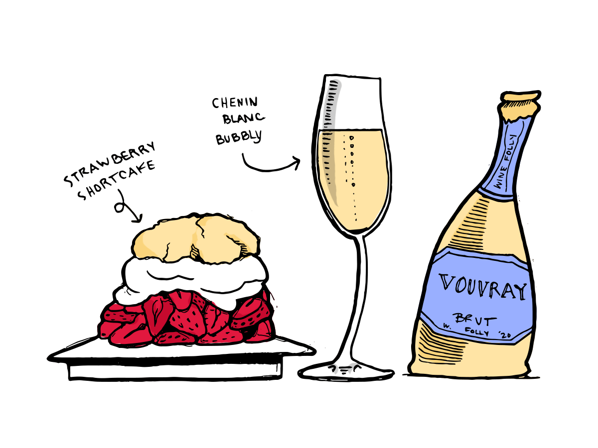 Sablé aux fraises et vin de chenin blanc