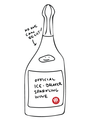 илустрација пенушавог вина за разбијање леда