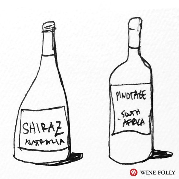 „Pinotage“ ir „Shiraz“ puikiai dera su „Dešros pica“ - iliustracija „Wine Folly“