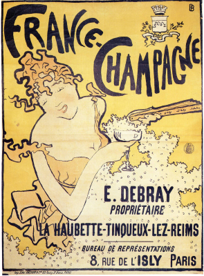 Šampano plakatas iš 1890 m