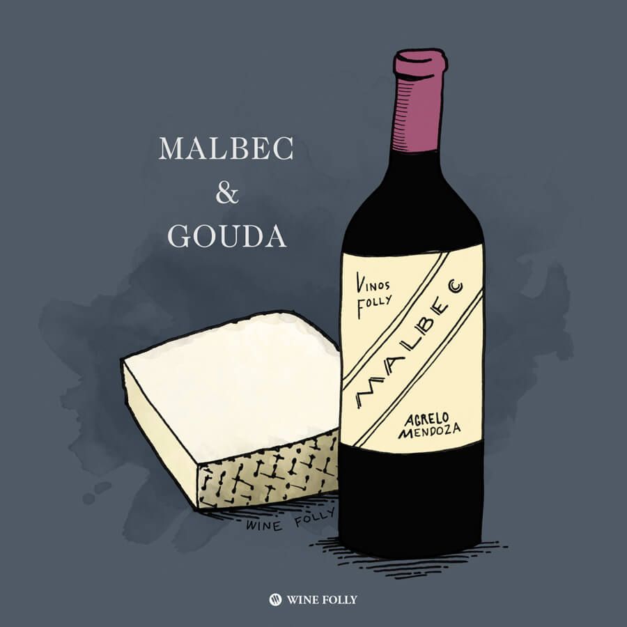 párovanie malbec-gouda-víno-syr
