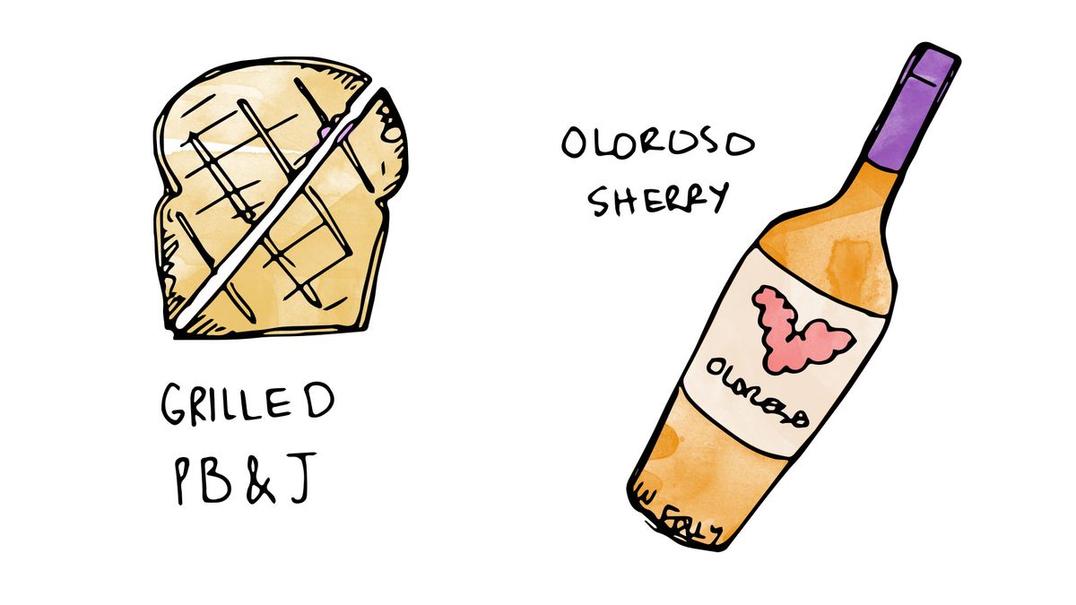 Beurre de cacahuète et vin de gelée avec illustration de sherry oloroso par Wine Folly