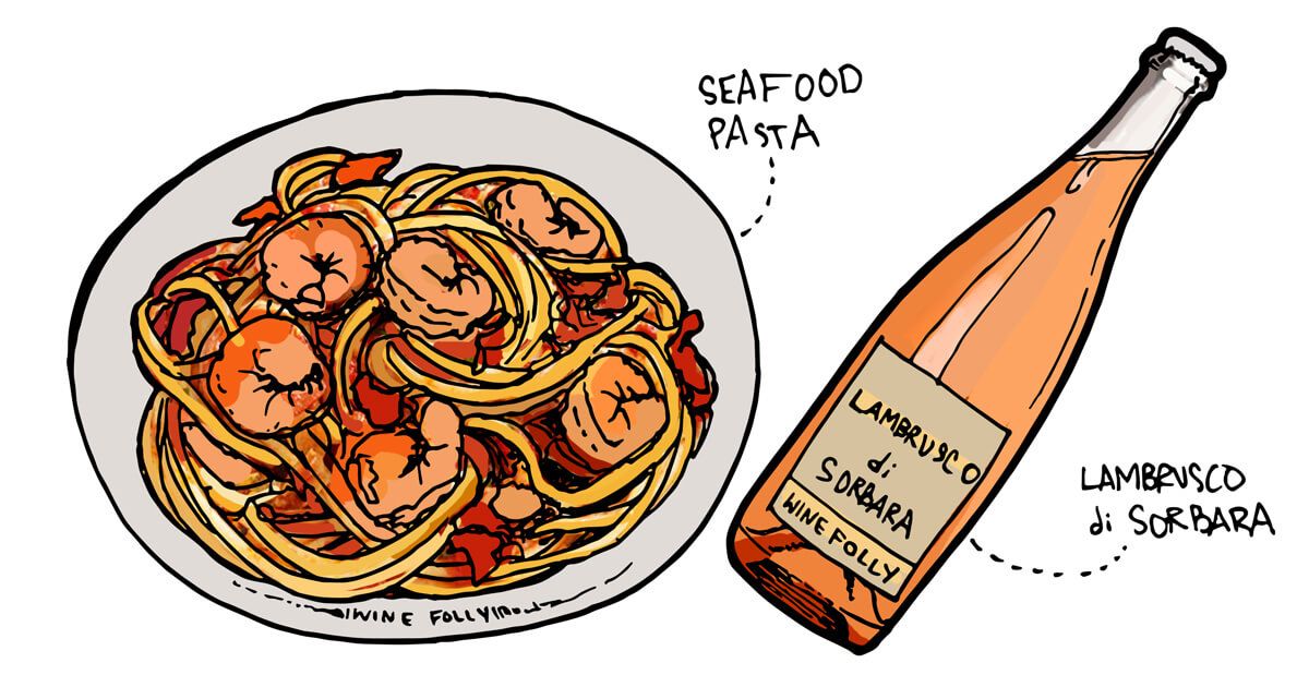 спагети-скариди-фра-диаволо-роза-винофоли-сдвояване