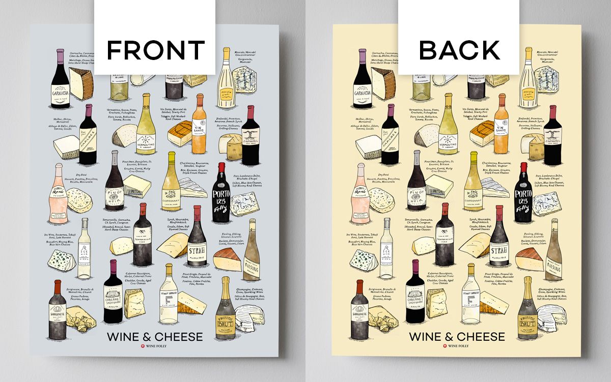 Vyno ir sūrio plakatas - „Wine Folly“ dvipusis dizainas