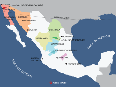 Régions viticoles du Mexique (carte) par Wine Folly