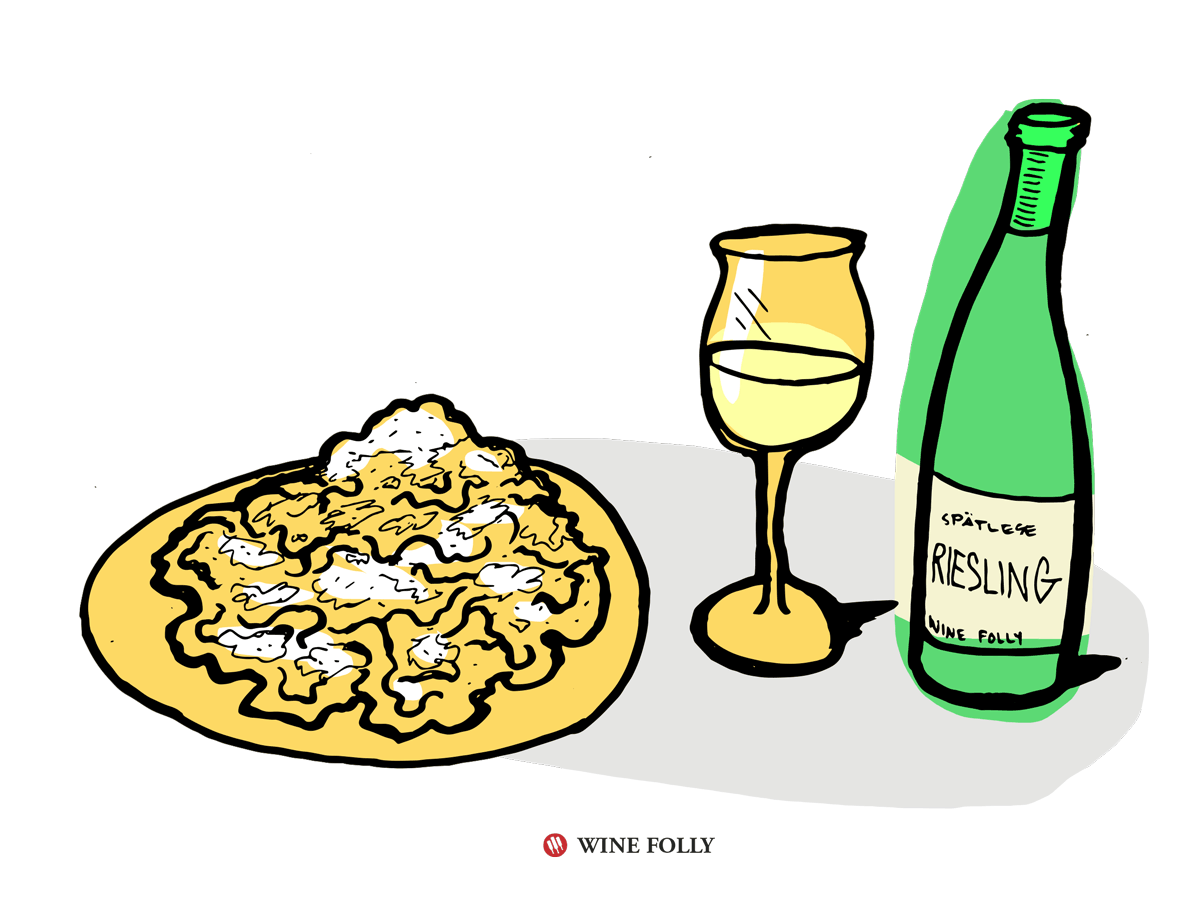 Rượu bánh phễu kết hợp với rượu vang spatlese riesling