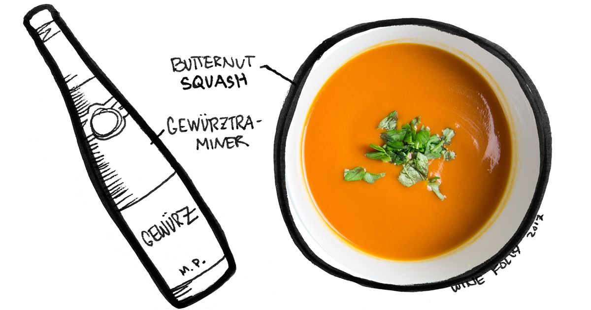 butternut-moliūgų-sriubos-gewurztraminer-poravimo-winefolly-iliustracija